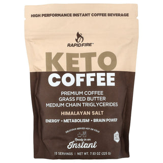 RapidFire Ketogenic High Performance Instant Coffee Mix, Supports Energy And Metabolism, 15 Servings, Brown, 7.93 Ounce