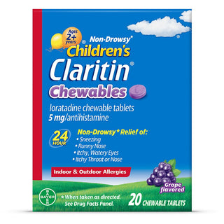 Claritin Childrens Allergy Relief 24 Hour 5Mg Chewable Tablets Grape 20Ct