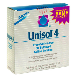 Alcon Unisol 4 Preservative Ph Balanced Saline Solution 3X4 Oz