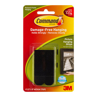Command 3m Black Medium Picture Hanging Strips 12 Lb