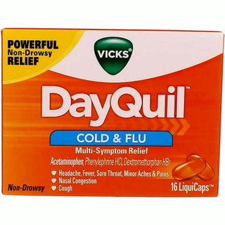 Vicks DayQuil SEVERE Cold, Flu And Congestion Medicine, 16 Liquicaps, Maximum Strength, Relieves Cough, Sore Throat, Fever, Chest Congestion, Liquid Capsules