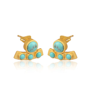 Turquoise Curved Bar Stud Earrings