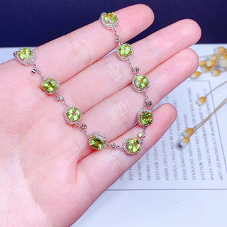 S925 Sterling Silver Natural Peridot Bracelet