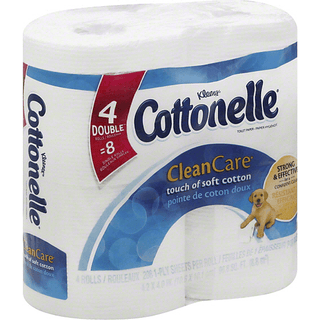Cottonelle Kleenex Clean Care Double Roll 1-Ply Toilet Paper 4 Ct Pack