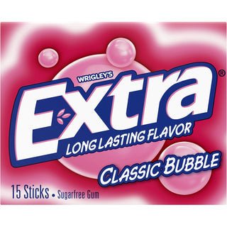 Extra Classic Bubble Sugar Free Gum, 15 Stick Pack