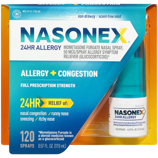 Nasonex Nasal Spray, Allergy + Congestion, Full Prescription Strength, 50 Mcg 0.57 Fl Oz