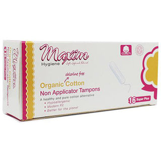 Maxim Hygiene Organic Cotton Tampons, Super Plus Absorbency, 16 Count