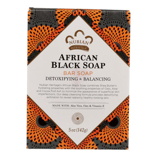 Nubian Heritage African Black Soap Bar W/ Oats Aloe Vitamin E 5oz