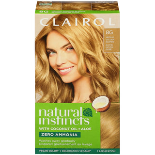Natural Instincts Hair Color, With Coconut Oil + Aloe, Vegan, Zero Ammonia, Medium Golden Blonde 8 G