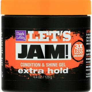 Let's Jam Shining Gel Extra Hold 4.25oz – Extra Firm Control Hair Styling Gel for All Hair Textures