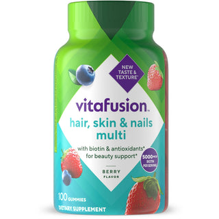 Vitafusion Gorgeous Hair, Skin & Nails Multivitamin Gummies, Raspberry Flavor, 100 Count