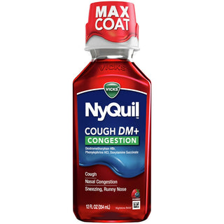 Vicks NyQuil Cough DM And Congestion Medicine, 12 Fl Oz, Berry Flavor, Relieves Nighttime Cough, Nasal Congestion, Sneezing