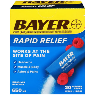 Bayer Rapid Relief (Raspberry Flavor - 650 mg Powder Packs)