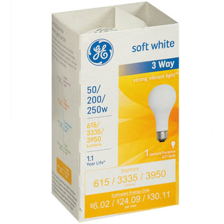 GE 50/200/250 Watts Soft White 3 Way Light Bulbs