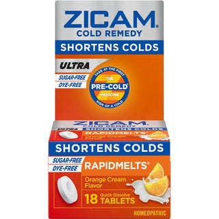 Zicam Zinc Cold Remedy Ultra Rapid Melts Quick Dissolve Tablets Orange Cream Flavor 18ct
