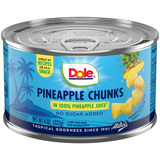 Dole Pineapple Chunks In 100% Juice 8 Oz