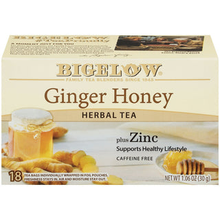 Bigelow Ginger Honey Caffeine Free Plus Zinc Herbal Tea Bags