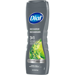 Dial Body + Hair + Face Wash, Cedar Leaf, 3 In 1, Men 16 Fl Oz