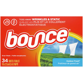 Bounce Dryer Sheets, Outdoor Fresh Scent, Fabric Softener & Static Control, 34 Count