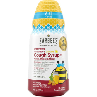 Zarbee's Cough Syrup Mucus, Throat Nasal, Daytime, Natural Grape Flavor, Children's 4 Fl Oz