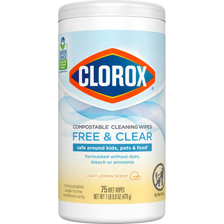 Clorox Free & Clear Cleaning Wipes, Light Lemon Scent