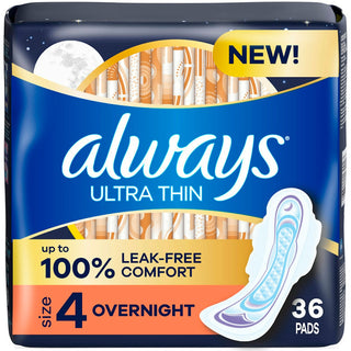 Always Ultra Thin Overnight Pads With Wings, Size 4