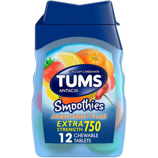 Tums Smoothies Assorted Fruit Antacid Chewable Tablets For Heartburn Relief