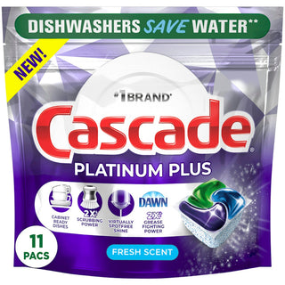 Cascade Platinum Plus Dishwasher Pods Detergent, Fresh, 11 Count