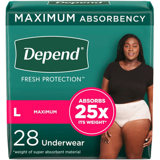 Depend Fresh Protection Incontinence Underwear for Women, Large, 28 Count