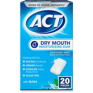 Act Dry Mouth Moisturizing Gum, Soothing Mint, Sugar Free, 20pcs