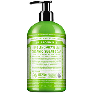 Dr. Bronner's Organic 4-in-1 Pump Soap Sugar 12 Fl Oz Lemongrass Lime