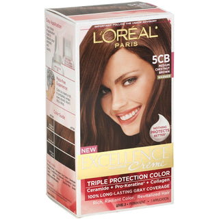 Excellence L'Oreal Paris Creme Medium Chestnut Brown #5CB Warmer Hair Color 1