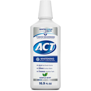 ACT Whitening Anticavity Fluoride Gentle Mint Mouthwash 16.9 Oz