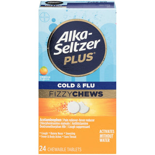 Alka-Seltzer Plus Cold & Flu Fizzy Chews, Orange Flavor (24 Count)