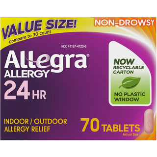 Allegra Adult Non-Drowsy Allergy Relief, 24 Hour (180mg), 70 Tablets (Value Size)