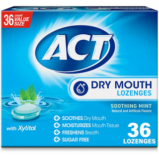 ACT Dry Mouth Lozenges, With Xylitol, Soothing Mint, Value Size