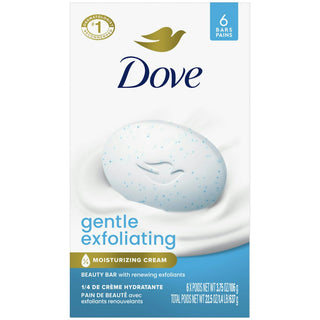 Dove Beauty Bar Gentle Exfoliating With Mild Cleanser, 3.75 Oz, 6 Bars