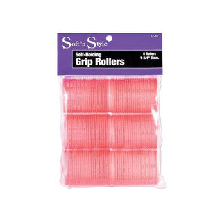 Burmax SUAVE 'N ESTILO De La Belleza Del Salón De Pelo De La E-Z Agarre De 6 Rodillos De 1-3/4" Rosa HC-EZ16