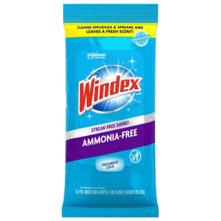 Windex Wipes Glass Cleaning Ammonia Free, Pre-Moistened Wipes For Cleaning All Glass Surfaces, Crystal Rain Fresh Scent