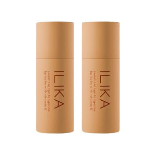 ILIKA 100% Natural Lip Balm - 2X Volume, Organic, Plastic-free, Vegan, Cruelty-Free, COSMOS Certified Organic, PETA Certified, Plant-Based, Biodegradable Tube, 2 Pack, Orange Tangerine - 0.3 Oz each