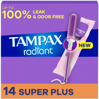 Tampax Radiant Super Plus Absorbency Tampons With LeakGuard Braid - Unscented