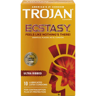 Trojan Ecstasy Ultra Ribbed Lubricated Latex Condoms