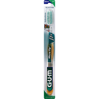 GUM Micro Tip Toothbrush, Regular, Medium 472