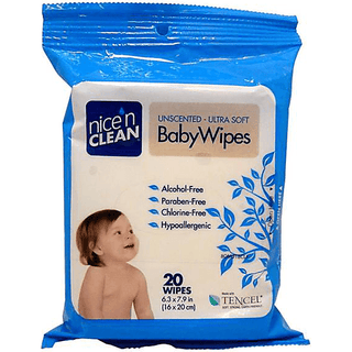 Nice 'N Clean Ultra Soft Baby Wipes, Unscented, 20 Ea, 20count