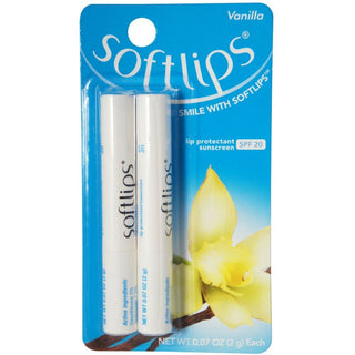 Softlips SPF 20 Vanilla  Lip Protectant Sunscreen 2-0.07 Oz Tubes