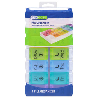 Ezy Dose Pill Organizer Weekly AM/PM With Push Button - 1 Ea #70309