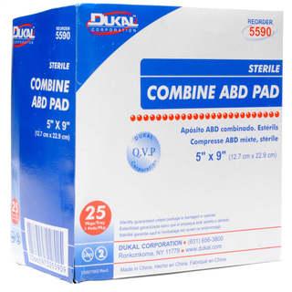 Dukal 5590 Sterile Combine ABD Pad 5 In. X 9 In