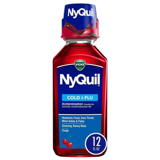 Vicks NyQuil Nighttime Cold & Flu Relief Liquid, Berry Flavor, 12 fl oz