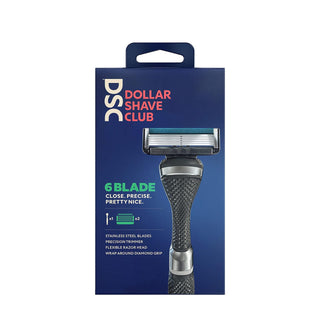 Dollar Shave Club 6-Blade Men's Razor Starter Set - 1 Handle + 2 Cartridges - 3ct