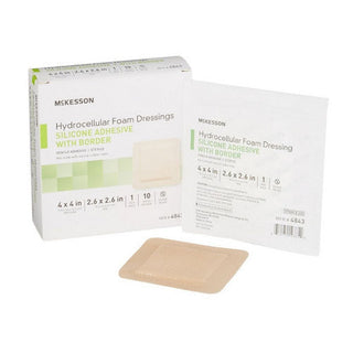 McKesson Foam Dressing 4 X 4 Inch With Border Film Backing Silicone Gel 4843